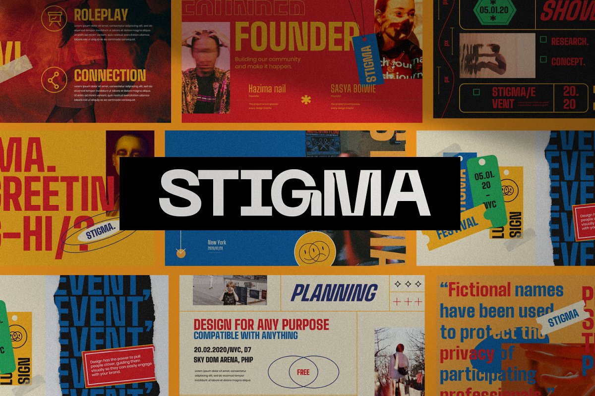 现代潮流时尚创意撞色PPT演示文稿模板 STIGMA Powerpoint - Creative Design_img_2