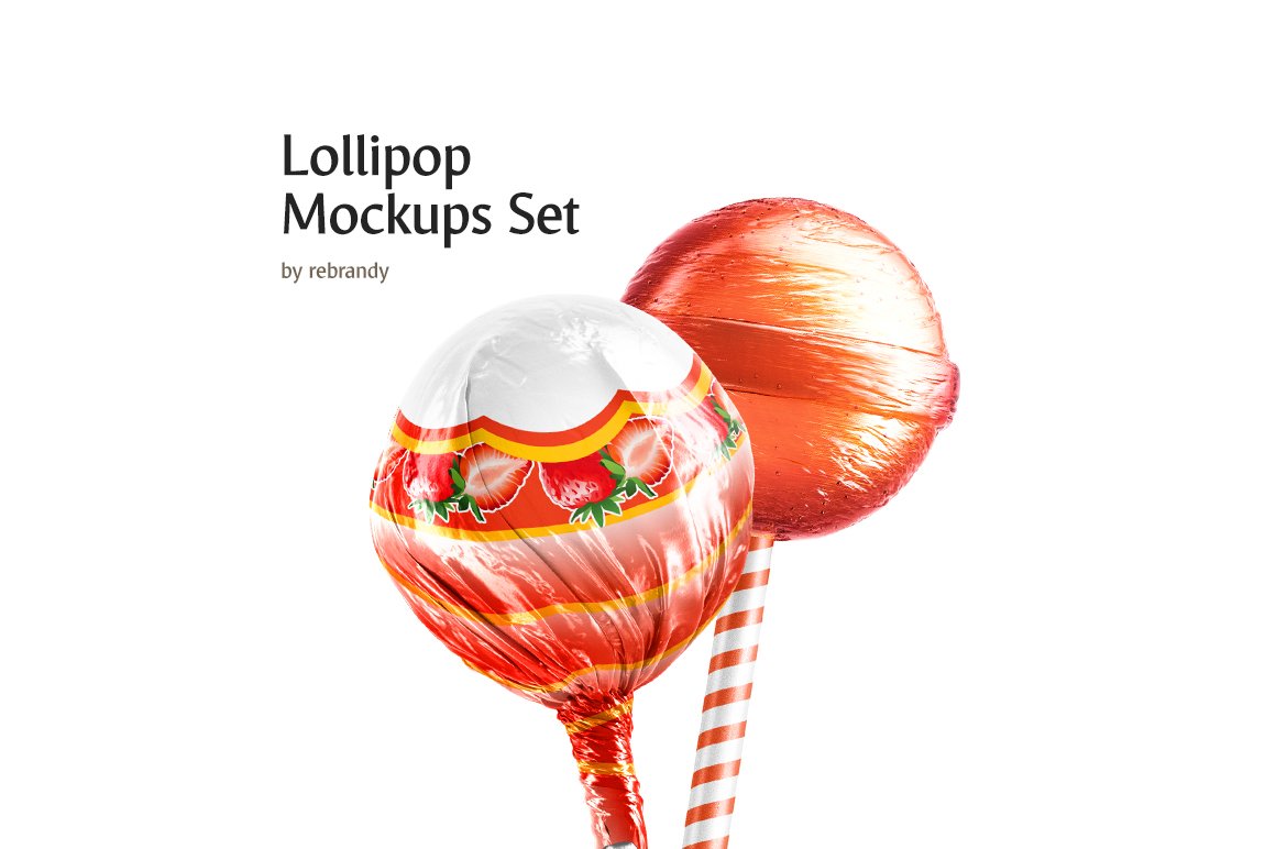 多角度棒棒糖果产品包装纸设计展示样机素材模板 Lollipop Mockups Set_img_2