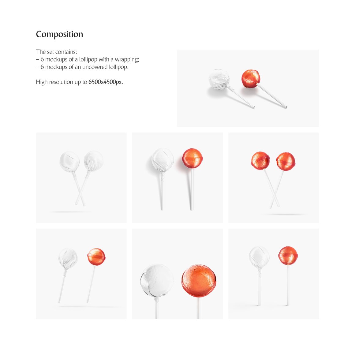 多角度棒棒糖果产品包装纸设计展示样机素材模板 Lollipop Mockups Set_img_2