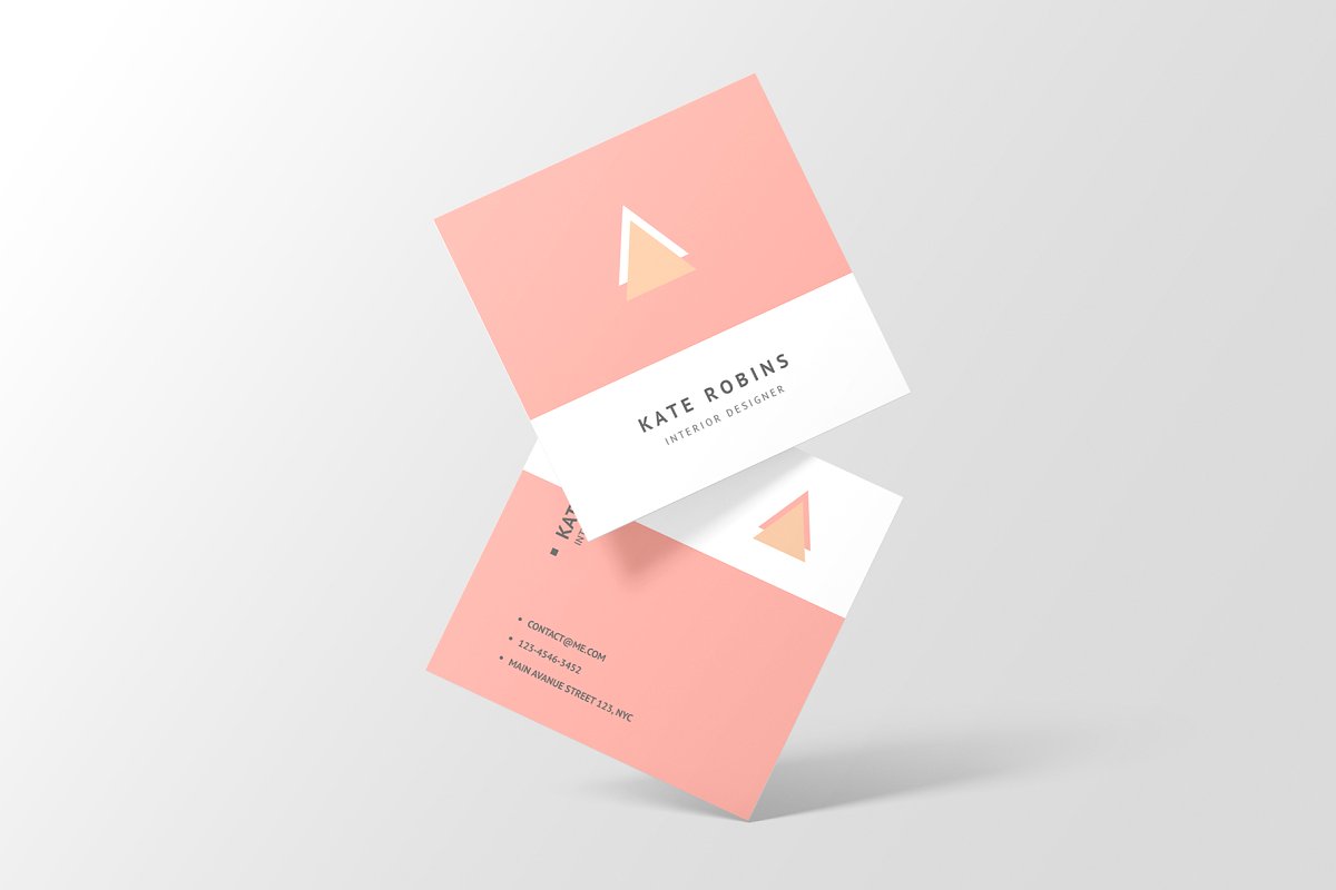 14个方形商务名片设计展示图PSD样机模板 Square Business Card Mockup_img_2