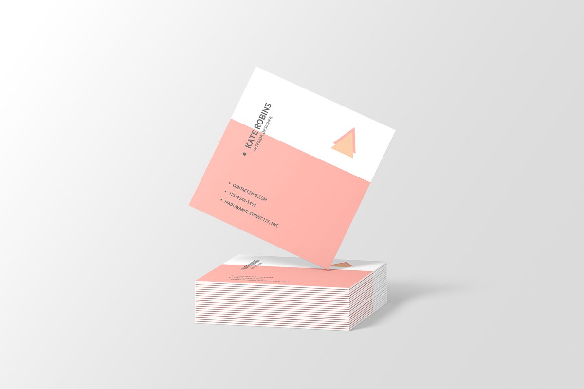 14个方形商务名片设计展示图PSD样机模板 Square Business Card Mockup_img_2