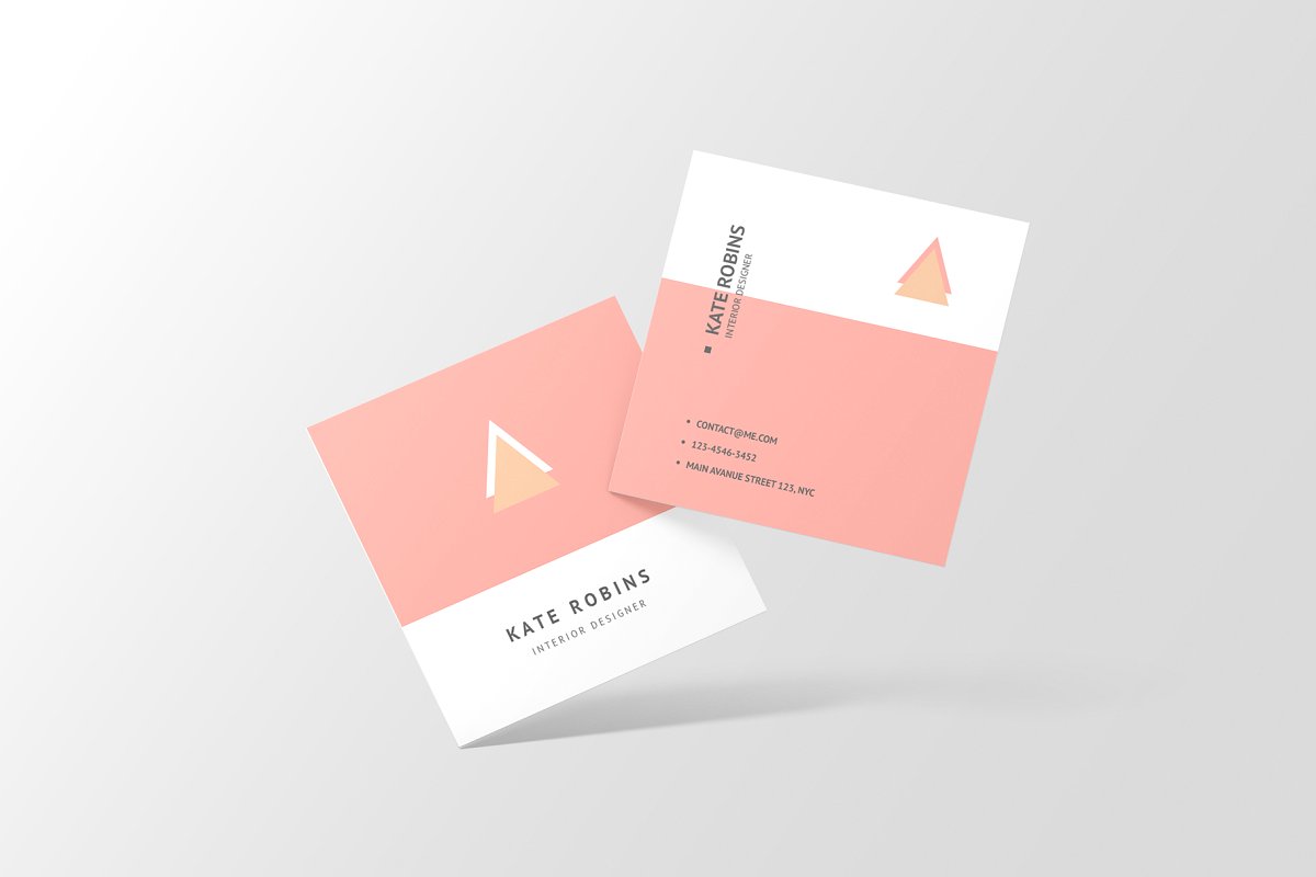 14个方形商务名片设计展示图PSD样机模板 Square Business Card Mockup_img_2