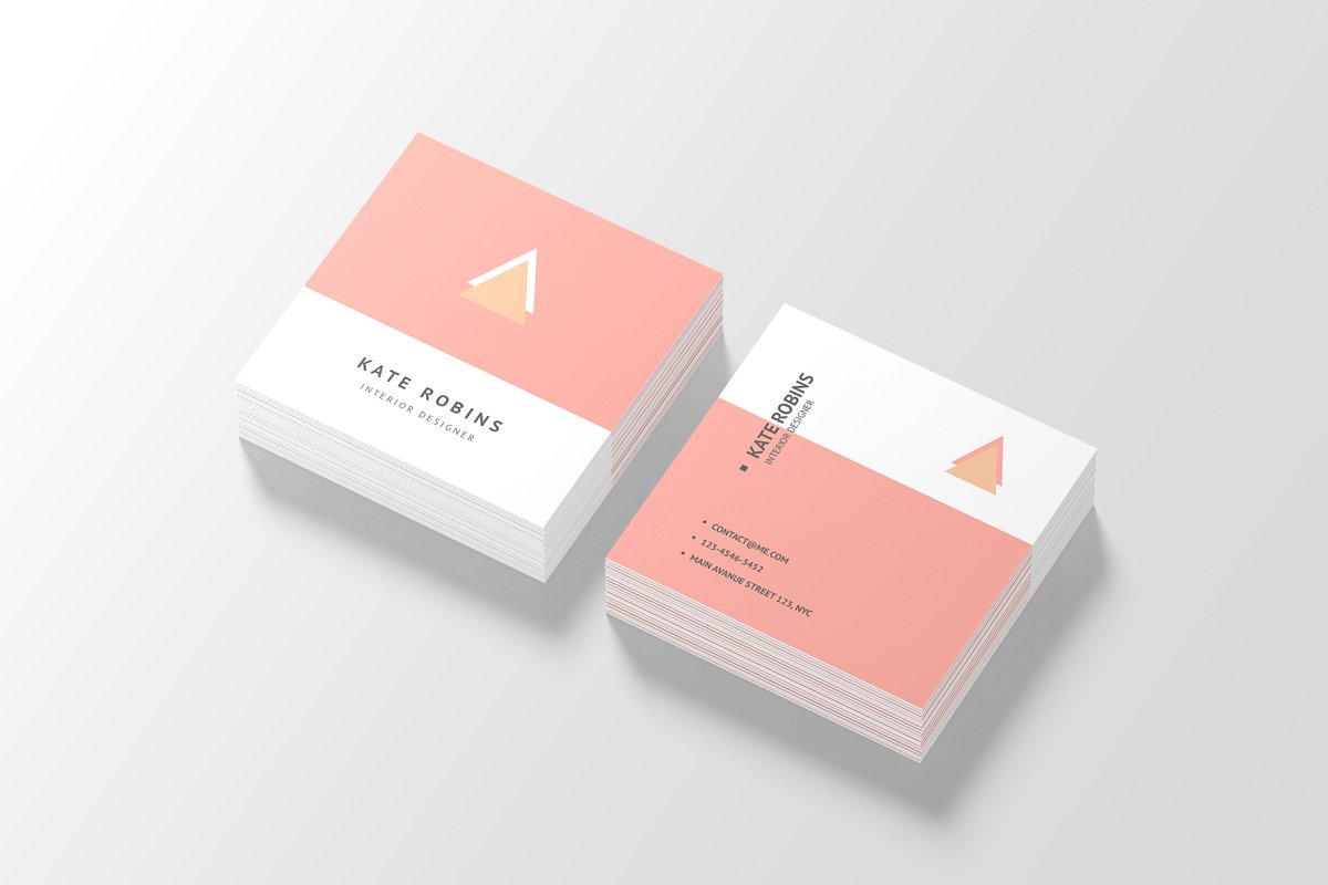 14个方形商务名片设计展示图PSD样机模板 Square Business Card Mockup_img_2