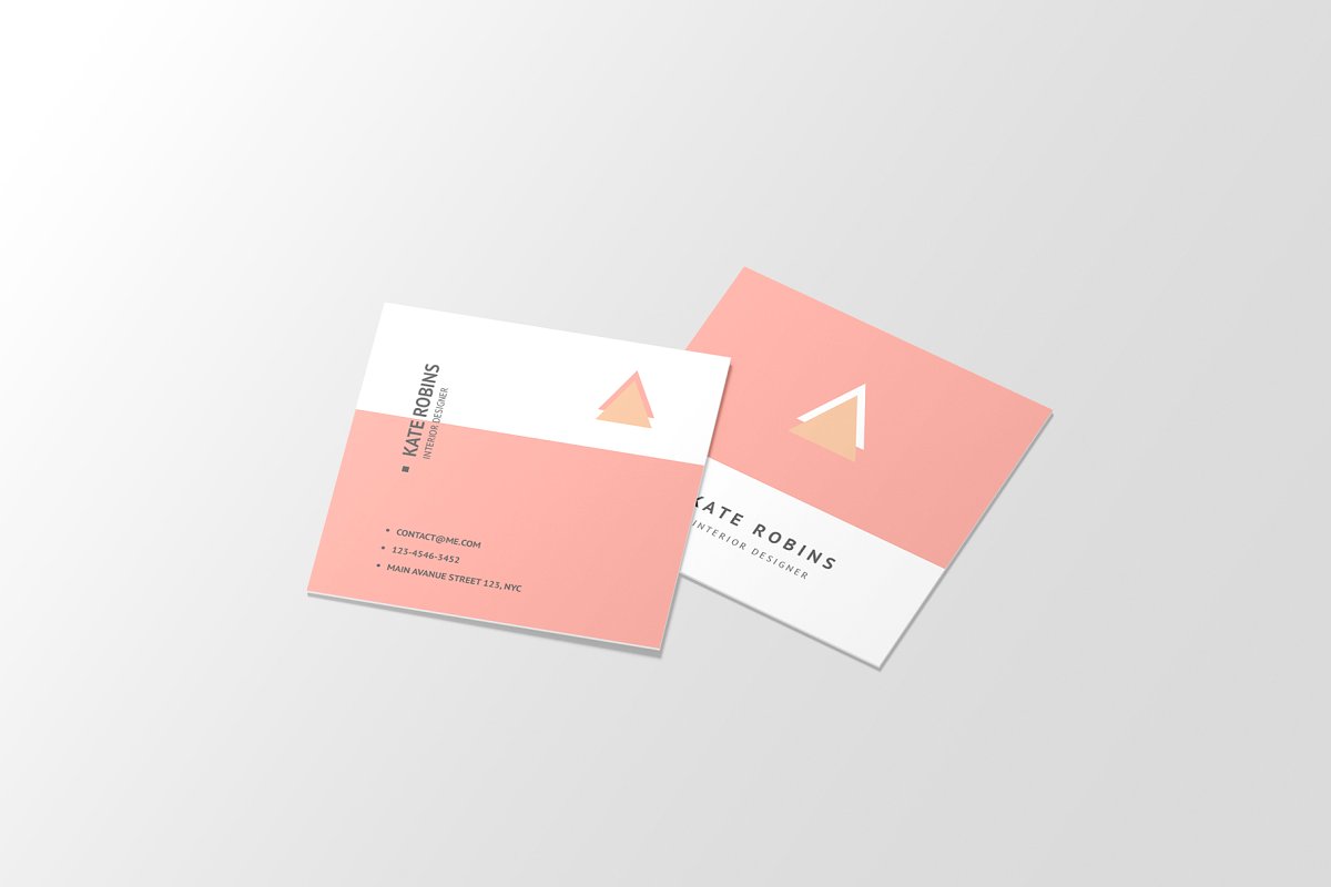 14个方形商务名片设计展示图PSD样机模板 Square Business Card Mockup_img_2