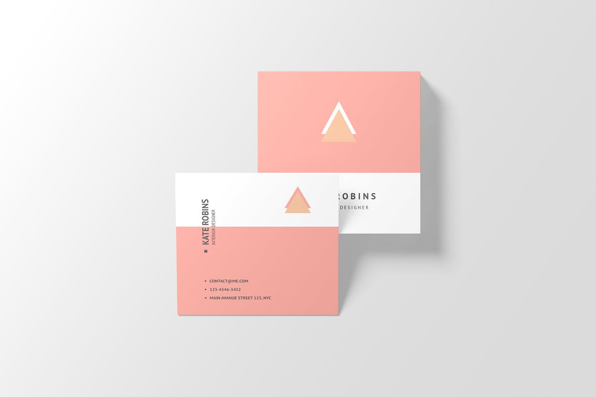 14个方形商务名片设计展示图PSD样机模板 Square Business Card Mockup_img_2