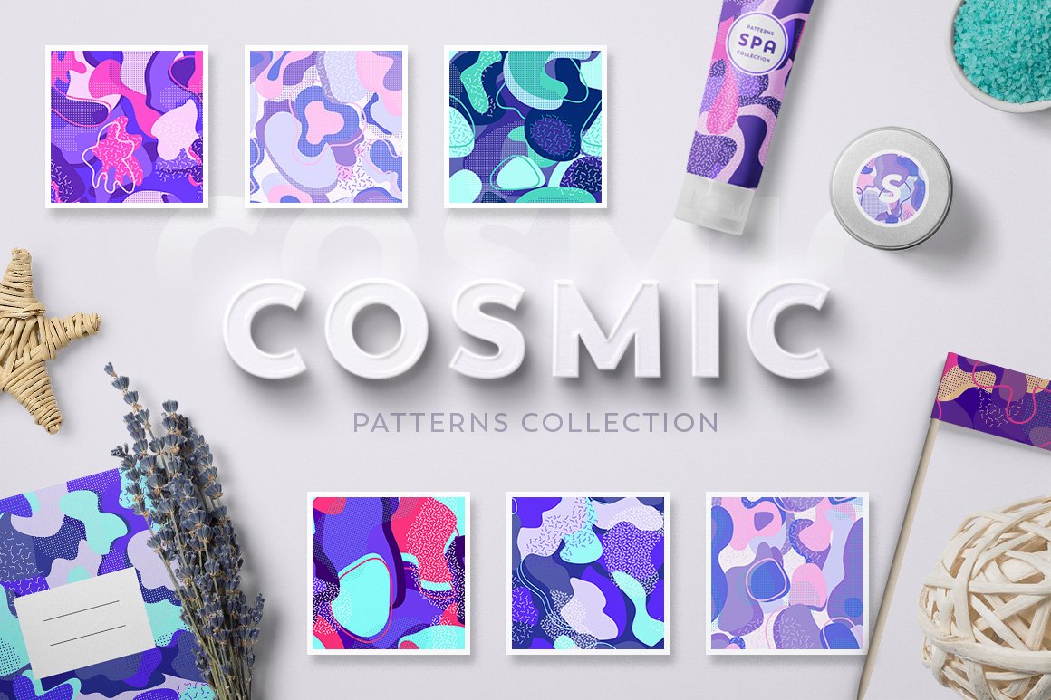 24款抽象多彩海洋感觉矢量图案合集 Abstract Cosmic Pattern Collection_img_2