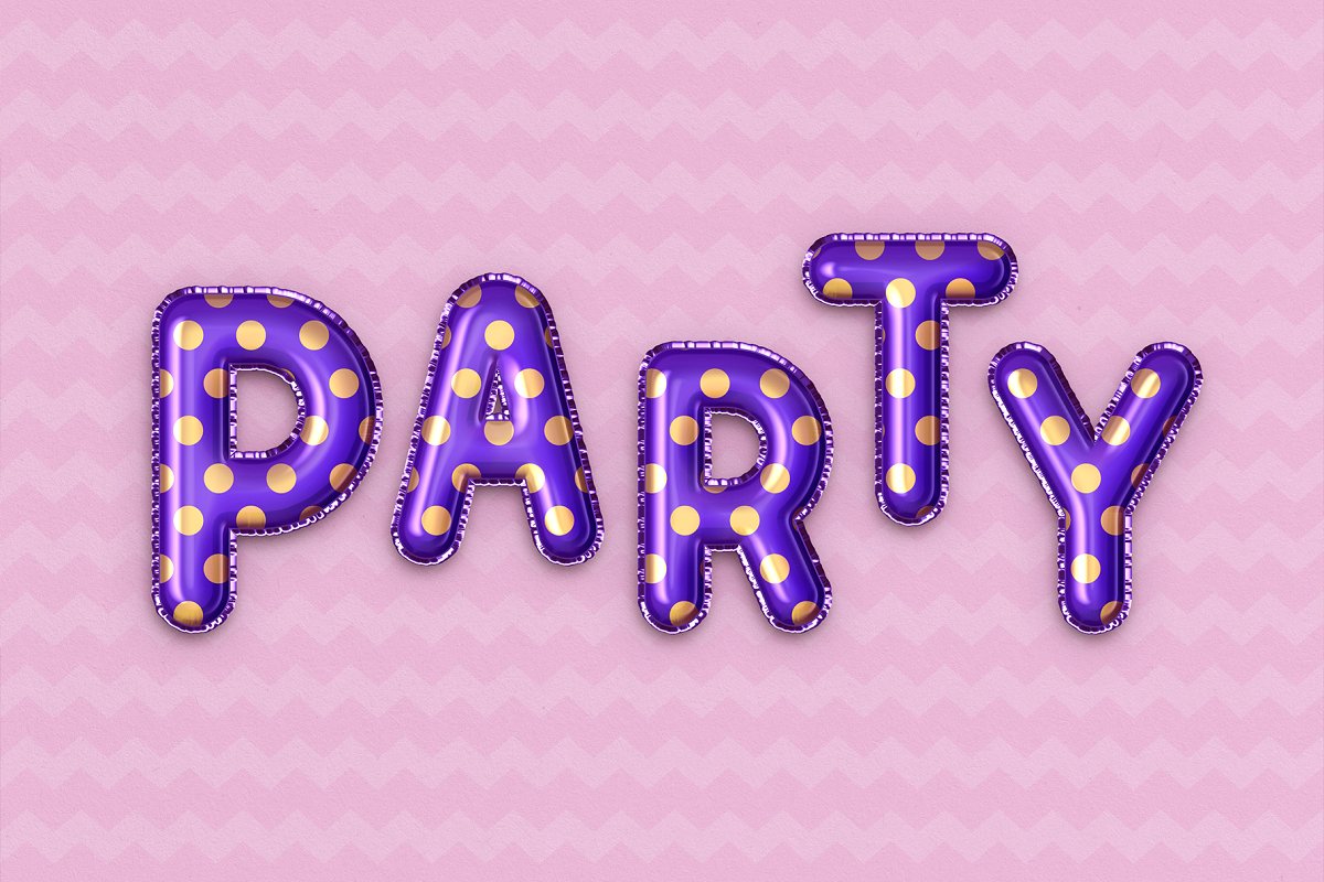 4种气球效果英文字体设计PSD模板样式 Foil Balloon Text Effects_img_2