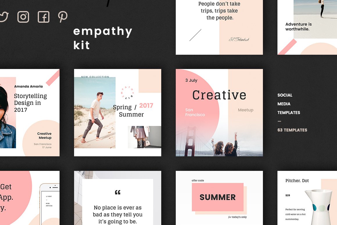 21款时尚服装品牌Instagram & Facebook文章贴图设计模板 Empathy Social Media Kit_img_2