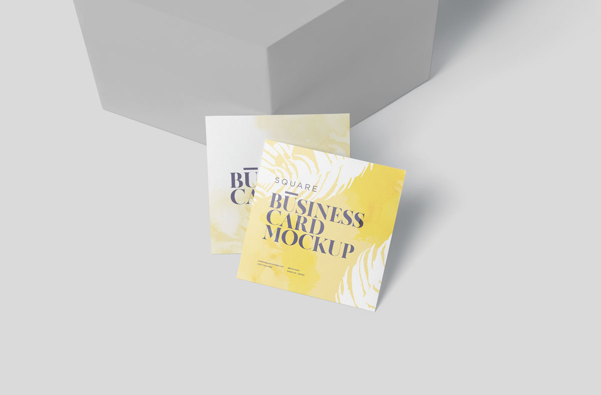 4个优质方形名片卡片设计效果图样机模板 Square Shaped Business Card Mockups_img_2