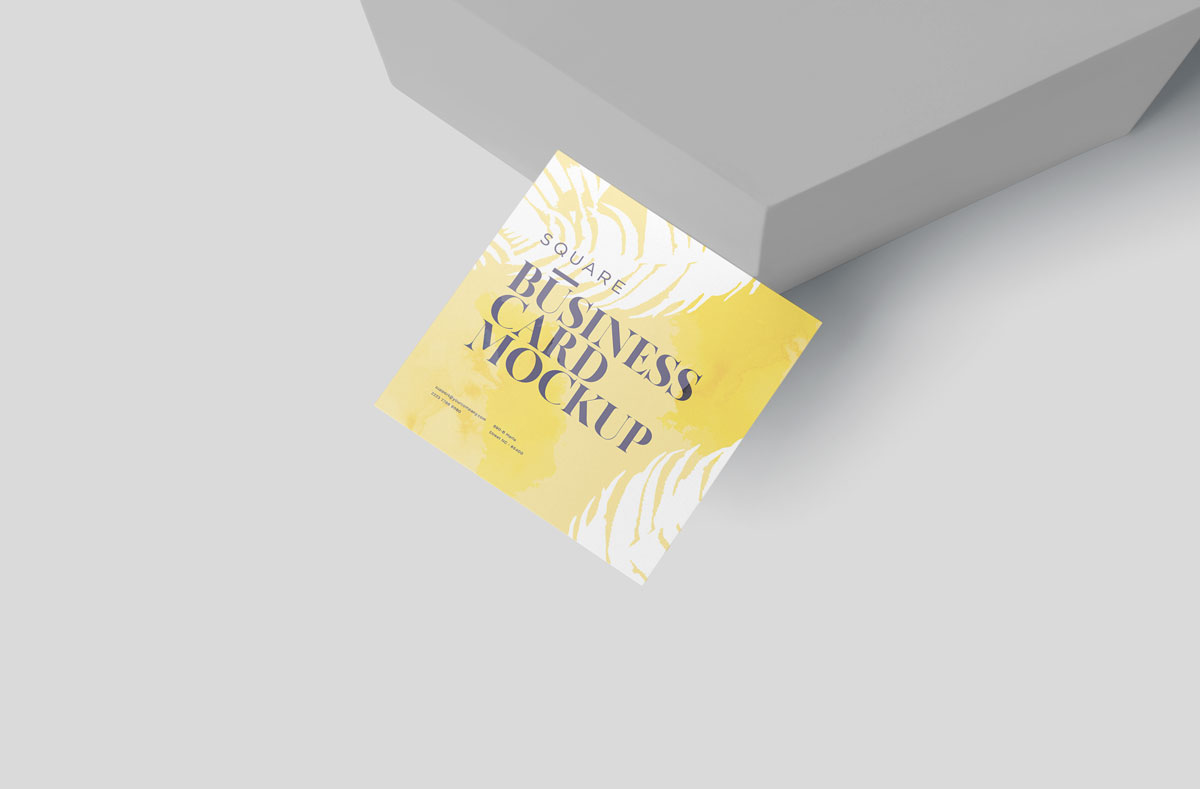 4个优质方形名片卡片设计效果图样机模板 Square Shaped Business Card Mockups_img_2