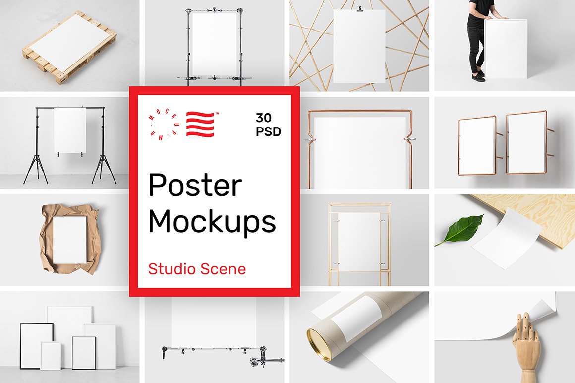 30款海报设计相框展示PSD样机模板 Poster Mockups - Studio Scene_img_2