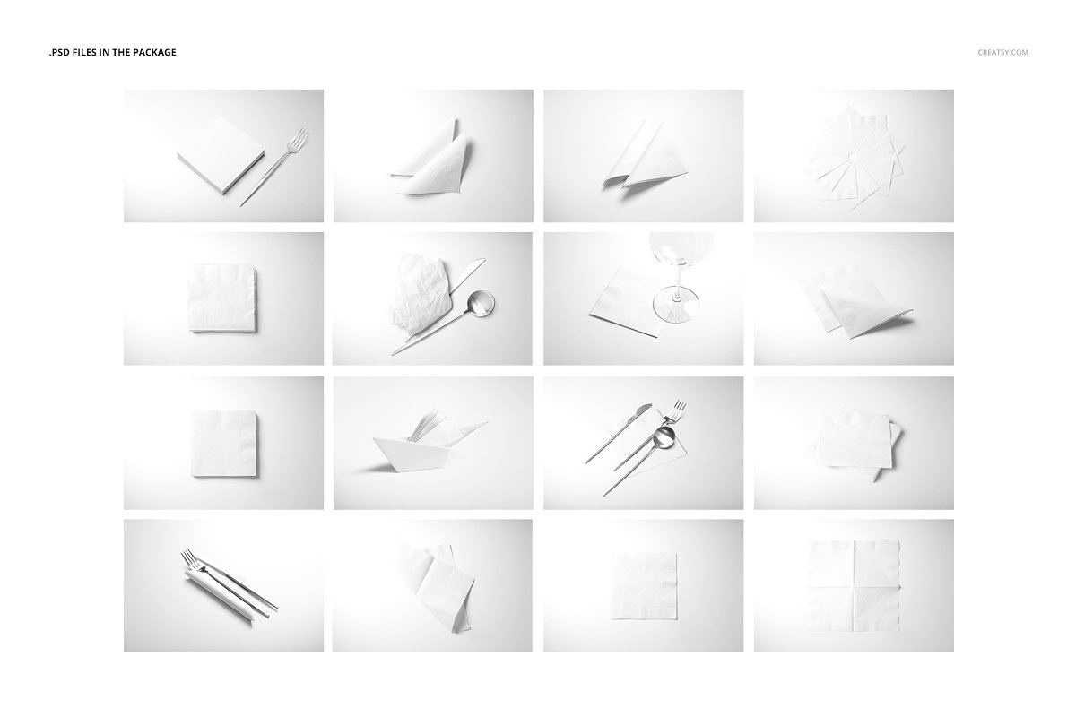 16款酒店餐巾纸设计展示样机模板集 Paper Napkins Mockup Set_img_2