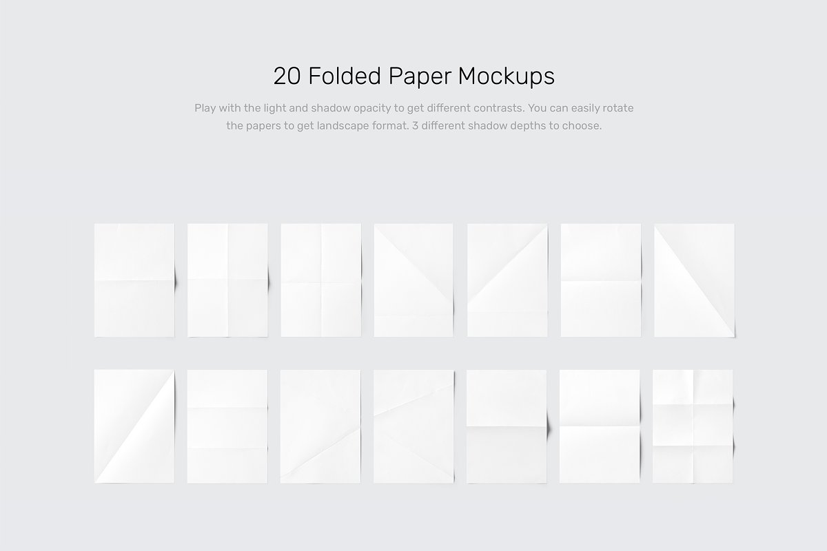 20款海报信纸设计折叠纸效果展示样机模板 Folded Paper Mockups_img_2