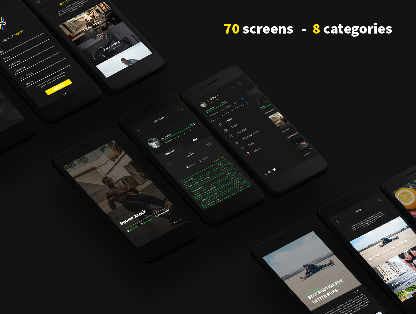 跑步锻炼Android应用程序UI界面设计套件 Four Seasons Android UI Kit_img_2