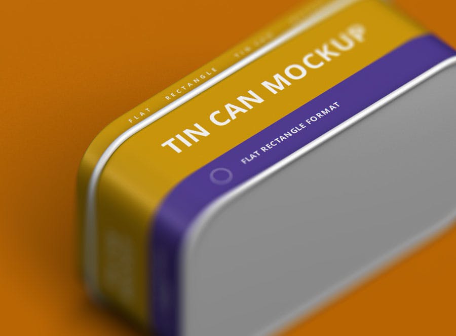 扁平矩形食品茶叶锡罐外观设计效果图样机模板 Tin Can Mockup Flat Rectangle_img_2