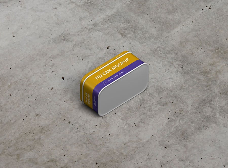 扁平矩形食品茶叶锡罐外观设计效果图样机模板 Tin Can Mockup Flat Rectangle_img_2