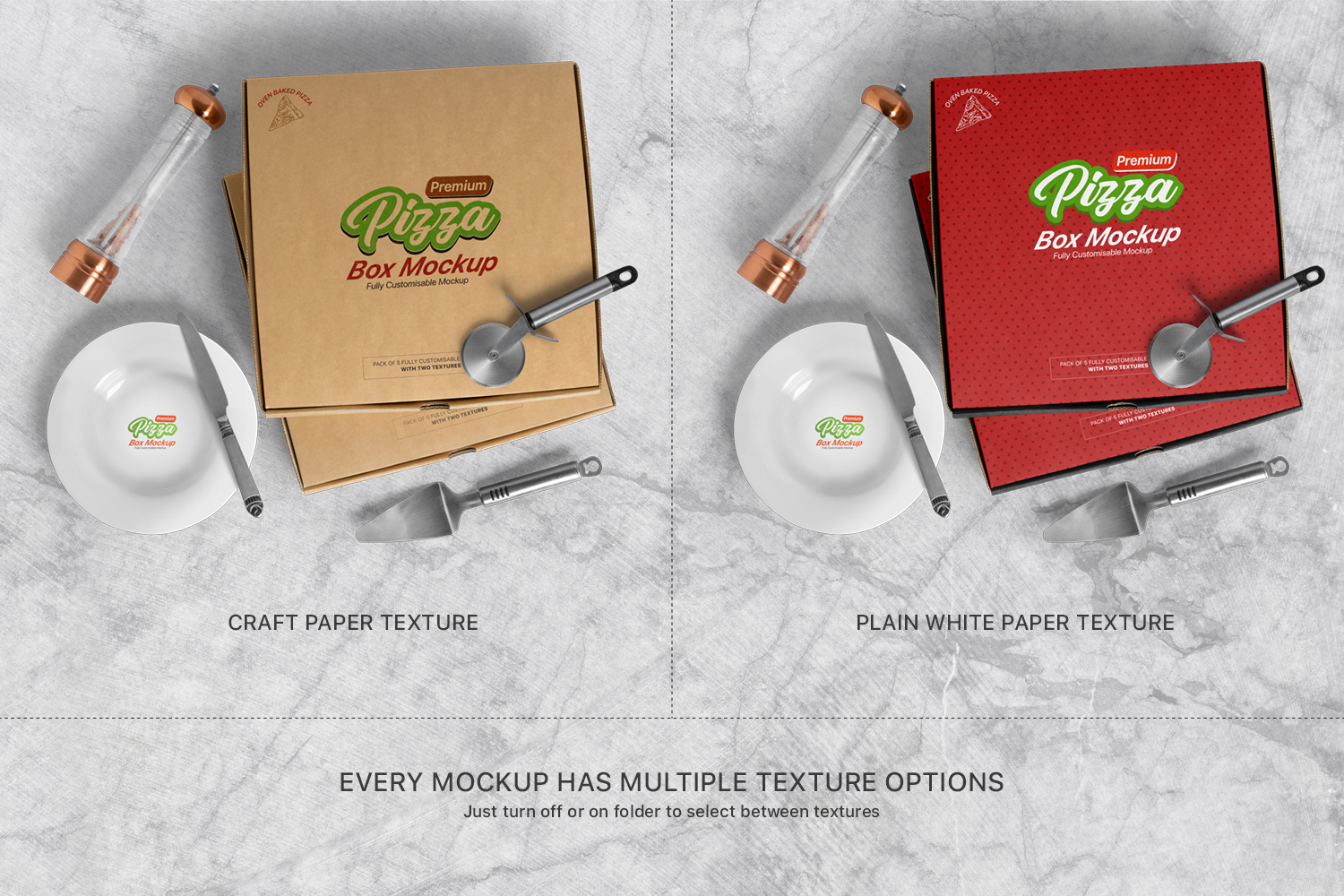 5个高品质外卖披萨盒外观设计展示图样机模板 Pizza Box Mockups - Set of 5 Mockups_img_2