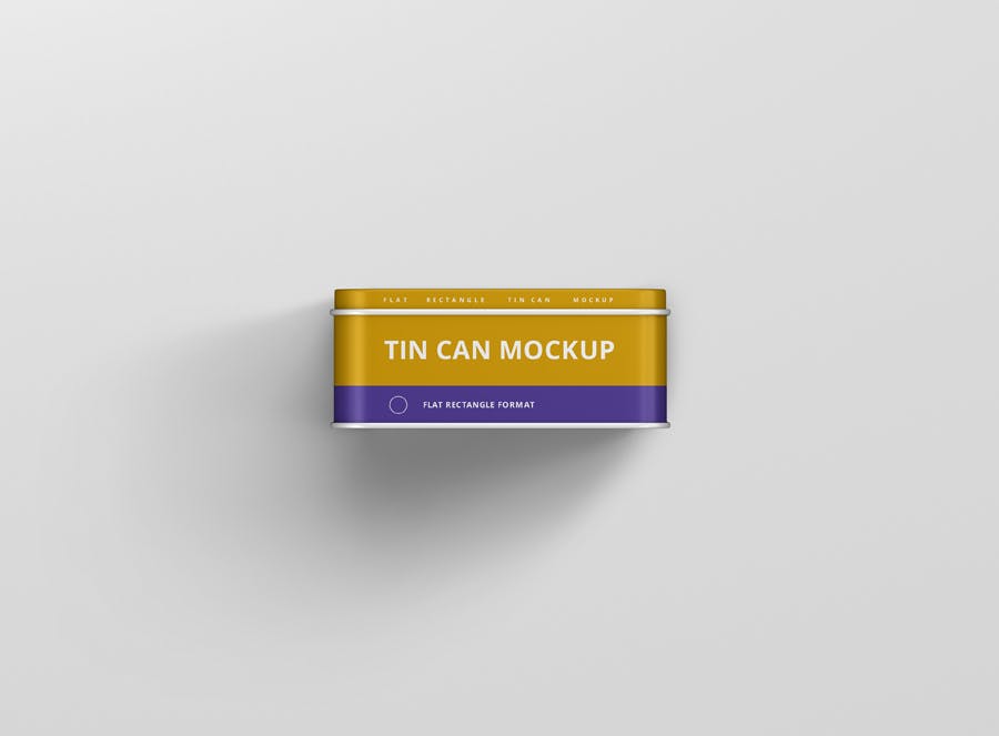 扁平矩形食品茶叶锡罐外观设计效果图样机模板 Tin Can Mockup Flat Rectangle_img_2