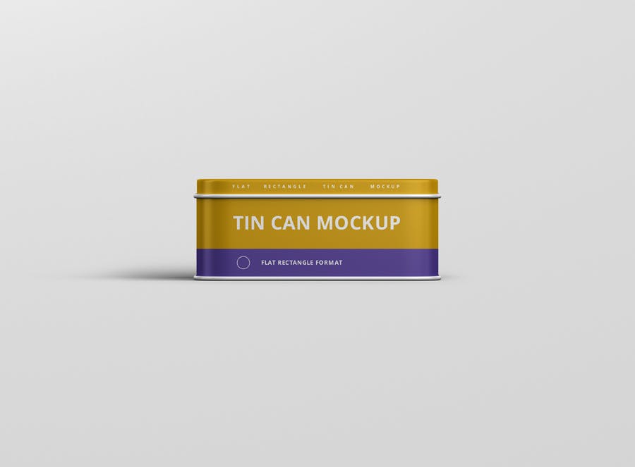 扁平矩形食品茶叶锡罐外观设计效果图样机模板 Tin Can Mockup Flat Rectangle_img_2