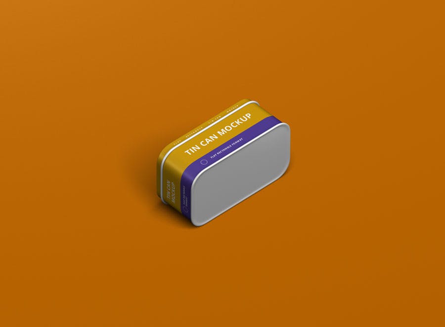 扁平矩形食品茶叶锡罐外观设计效果图样机模板 Tin Can Mockup Flat Rectangle_img_2