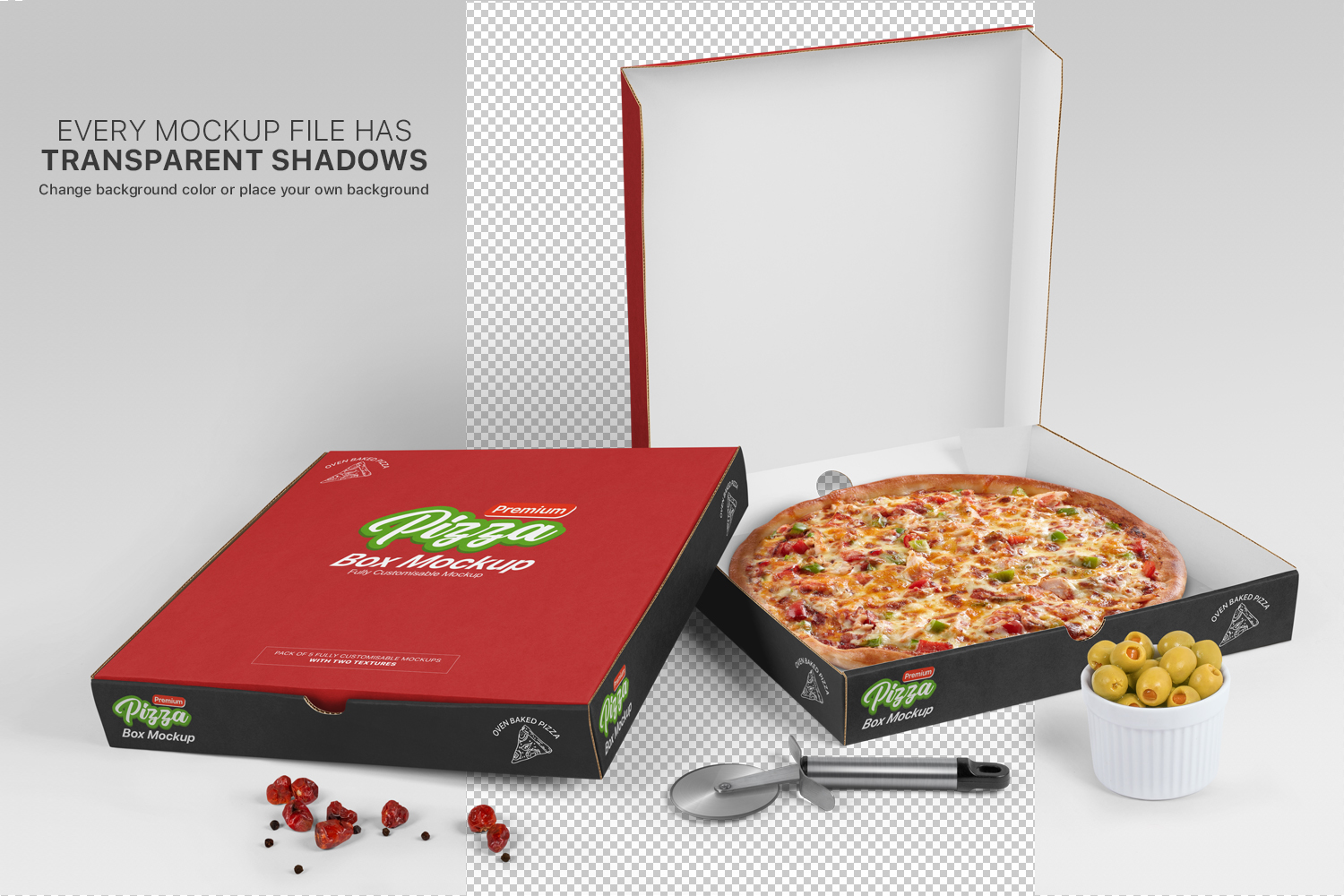 5个高品质外卖披萨盒外观设计展示图样机模板 Pizza Box Mockups - Set of 5 Mockups_img_2