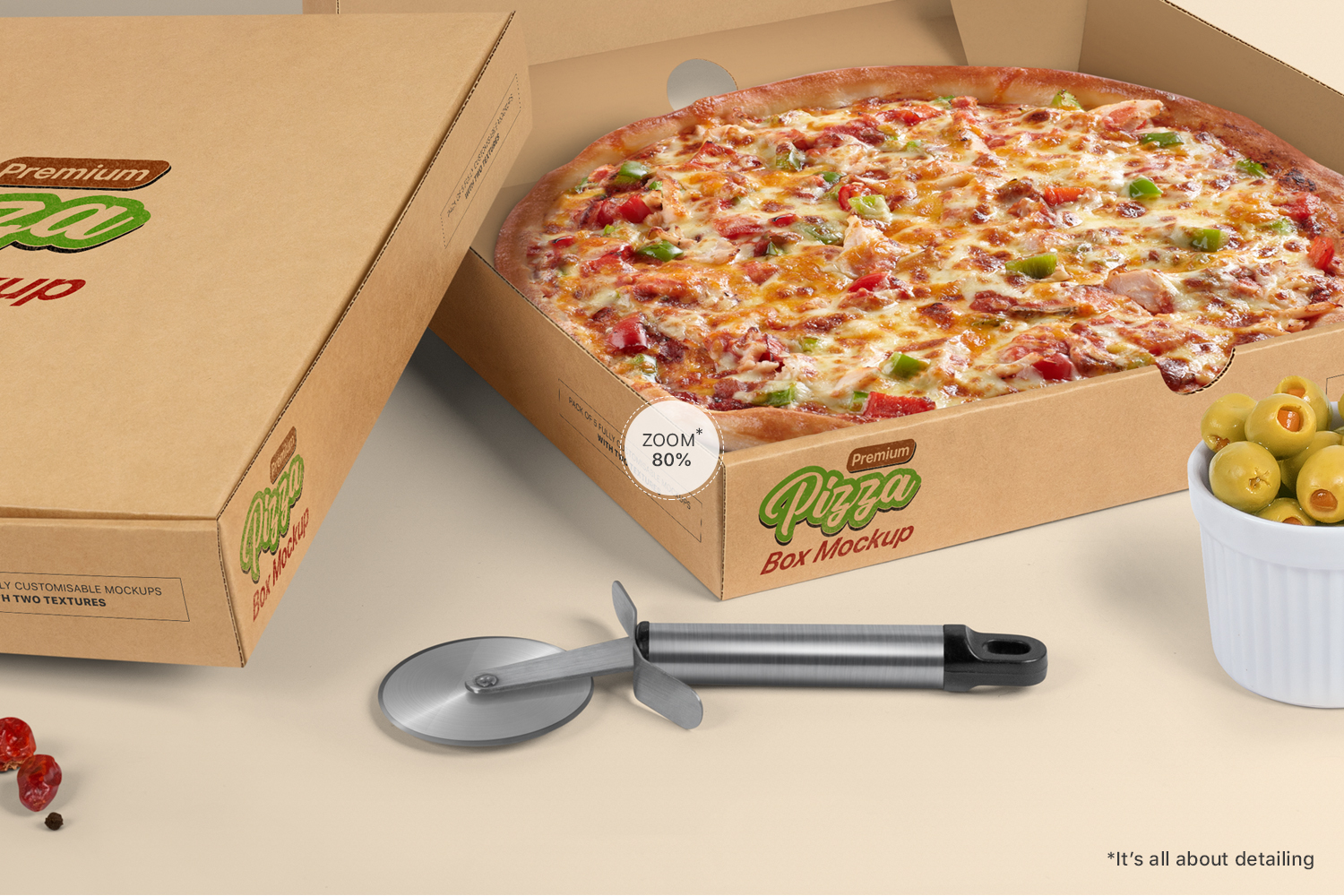 5个高品质外卖披萨盒外观设计展示图样机模板 Pizza Box Mockups - Set of 5 Mockups_img_2