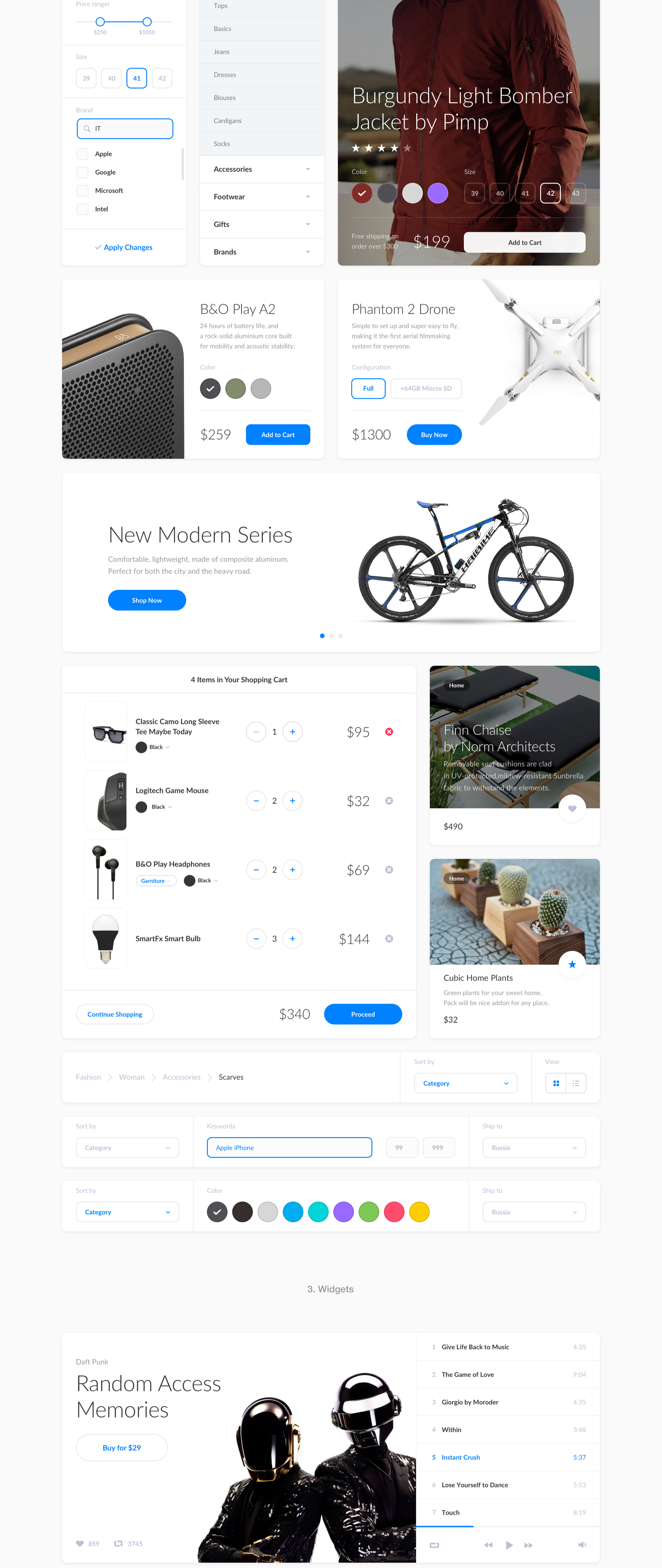 现代高质量商城设计工作室网站WEB UI界面设计模板 Aqua UI Kit_img_2