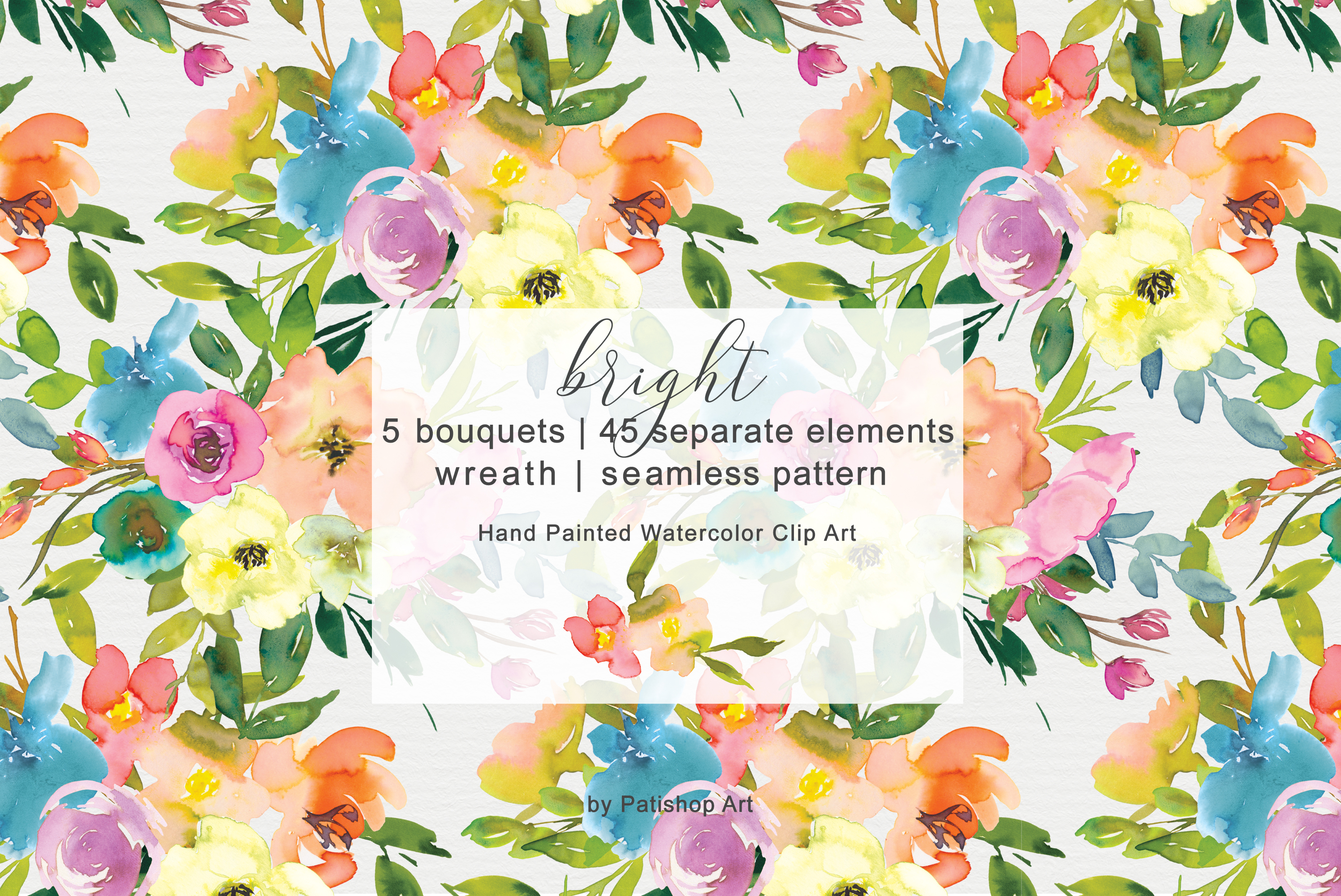 多彩春天花圈手绘水彩剪贴画集 olorful WatercolorSpring Flowers Clipart Set_img_2