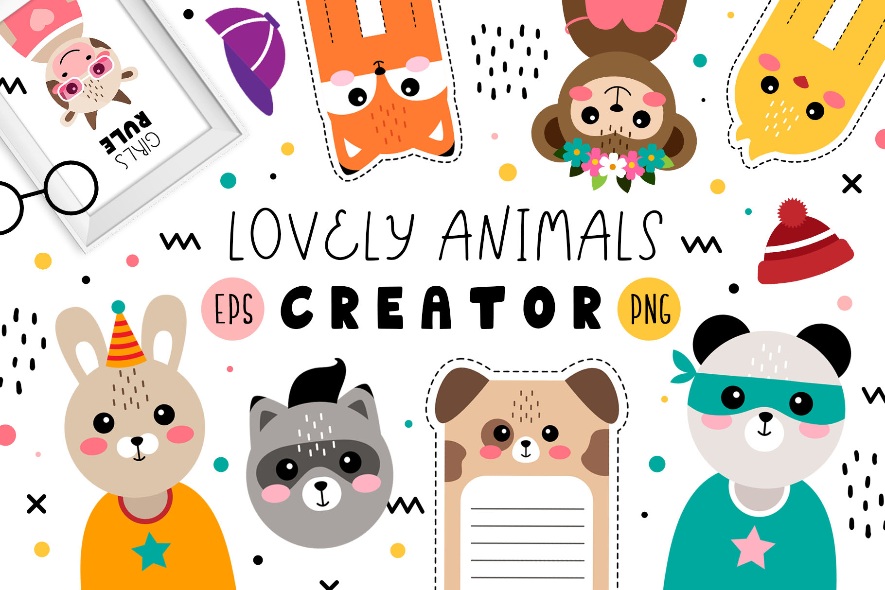 可爱创意动物矢量插画素材包 Lovely Animals Creator_img_2