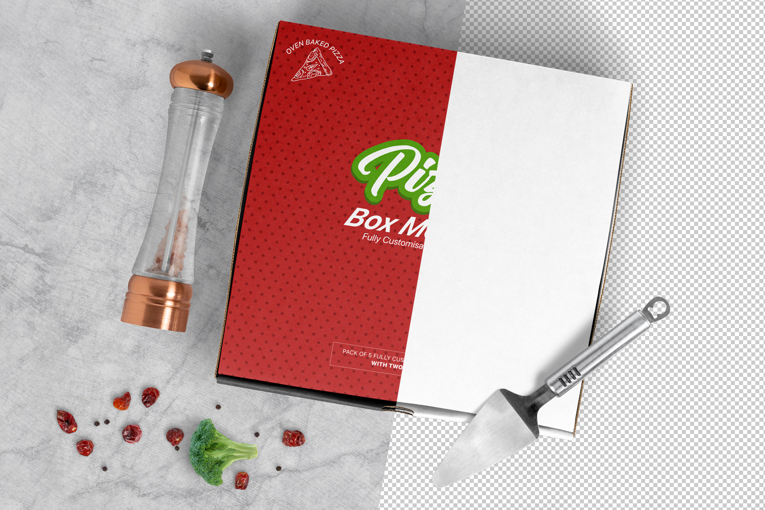 5个高品质外卖披萨盒外观设计展示图样机模板 Pizza Box Mockups - Set of 5 Mockups_img_2