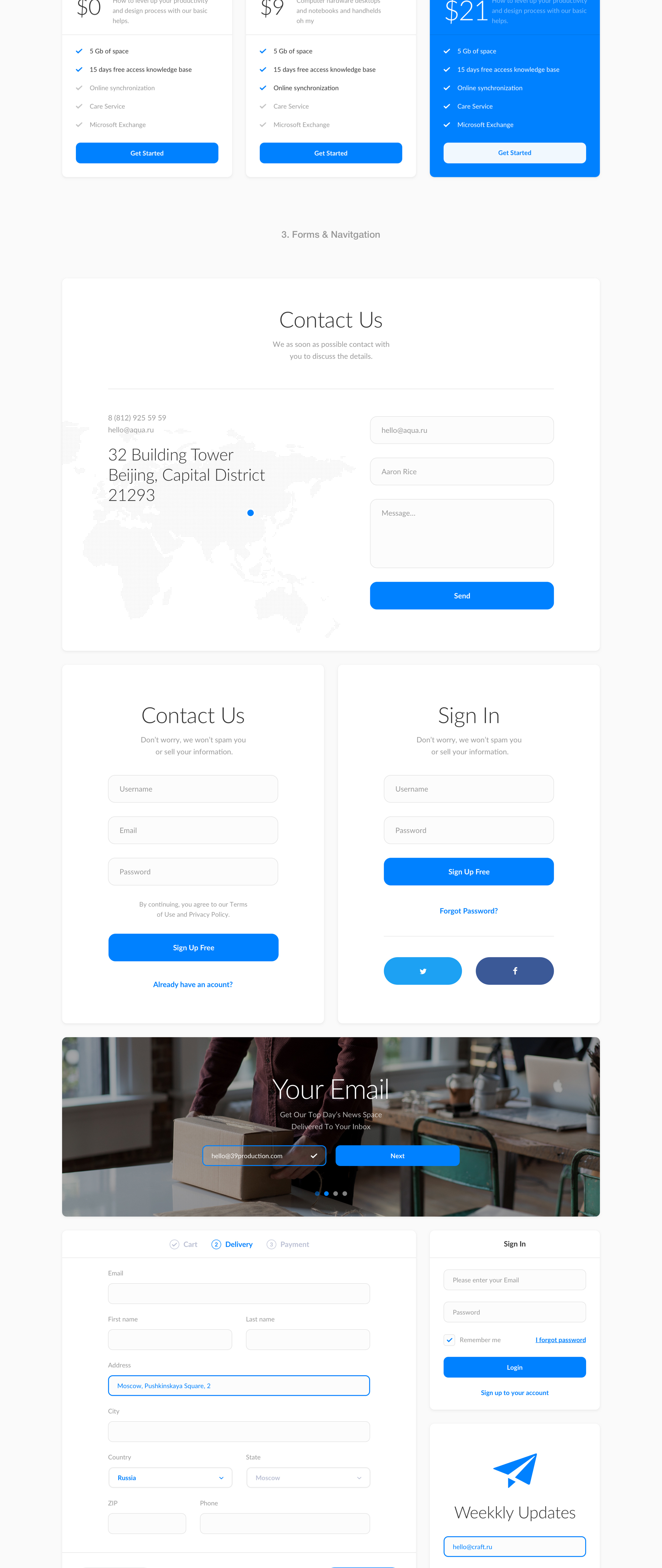 现代高质量商城设计工作室网站WEB UI界面设计模板 Aqua UI Kit_img_2