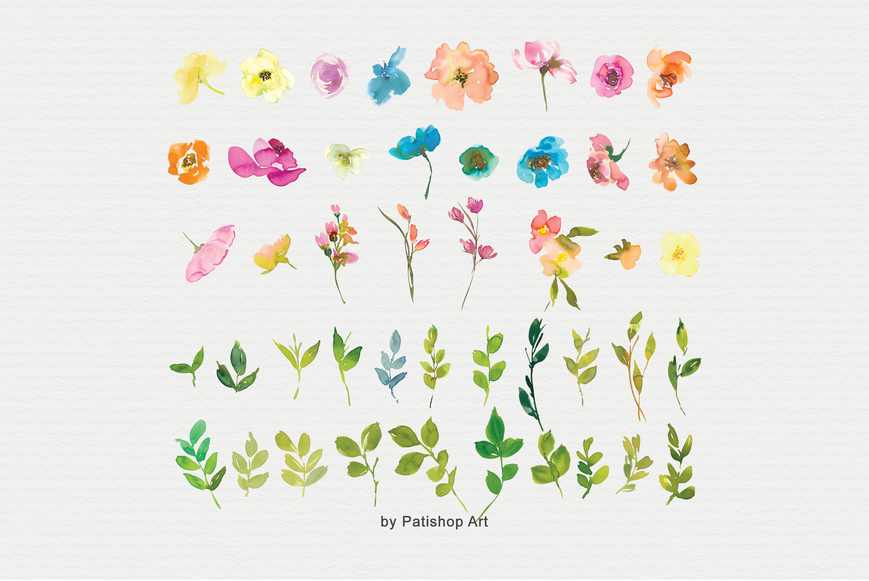 多彩春天花圈手绘水彩剪贴画集 olorful WatercolorSpring Flowers Clipart Set_img_2