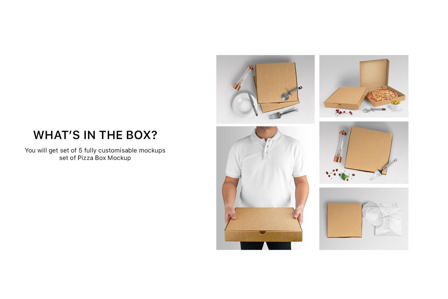 5个高品质外卖披萨盒外观设计展示图样机模板 Pizza Box Mockups - Set of 5 Mockups_img_2