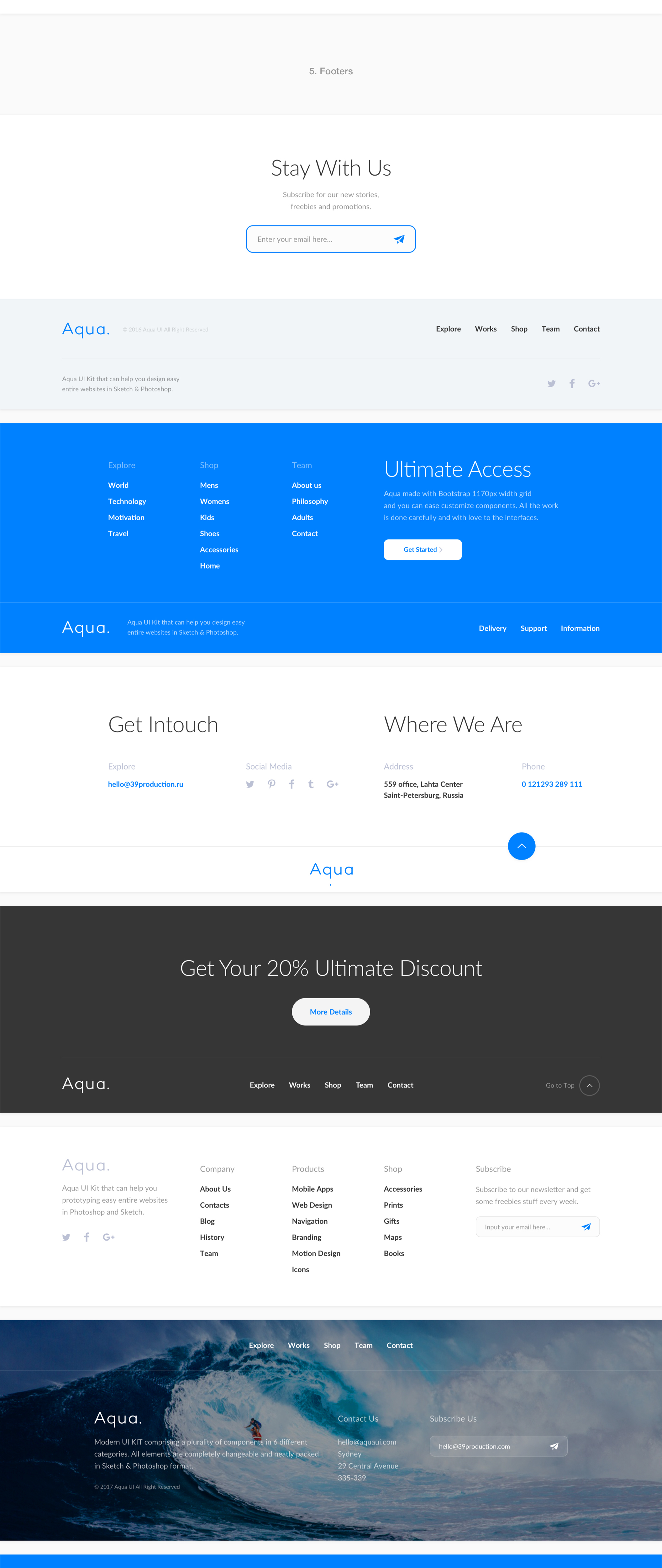 现代高质量商城设计工作室网站WEB UI界面设计模板 Aqua UI Kit_img_2