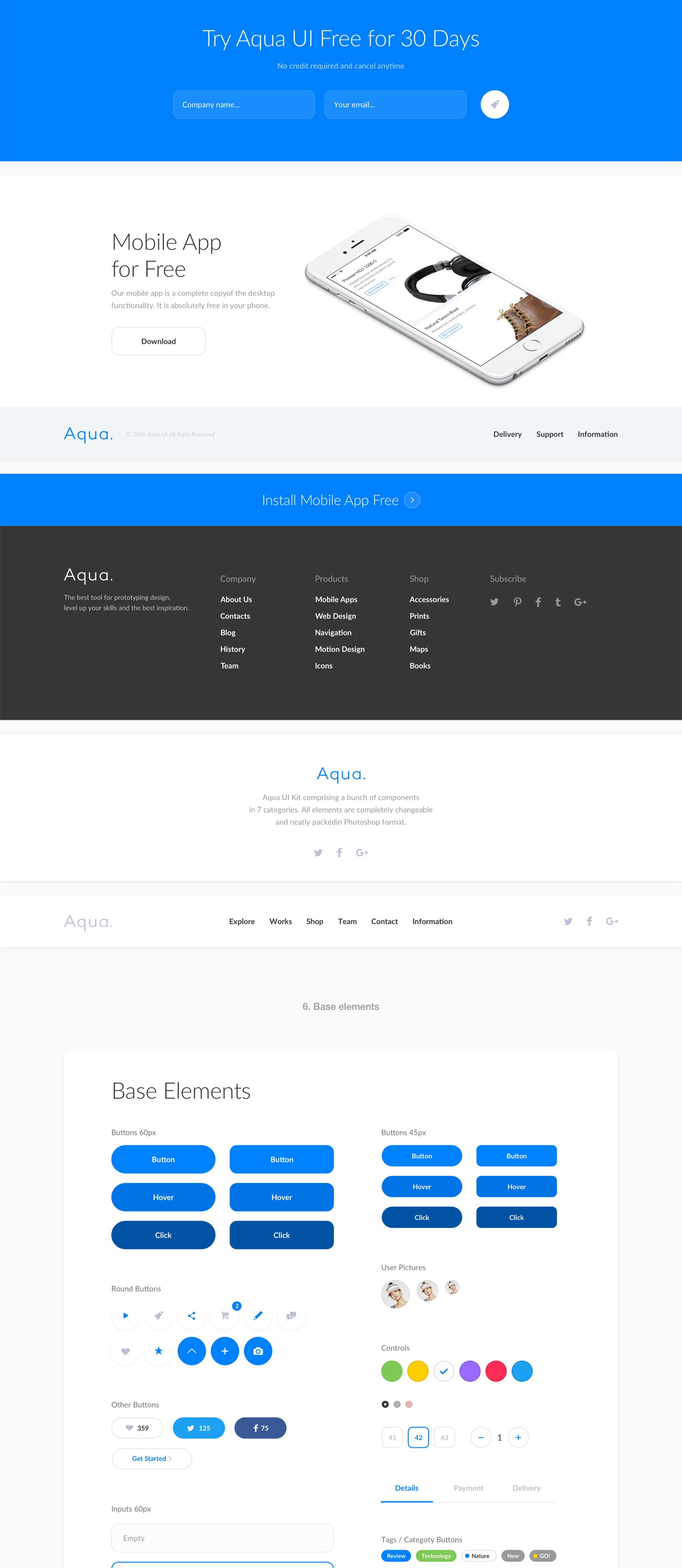 现代高质量商城设计工作室网站WEB UI界面设计模板 Aqua UI Kit_img_2