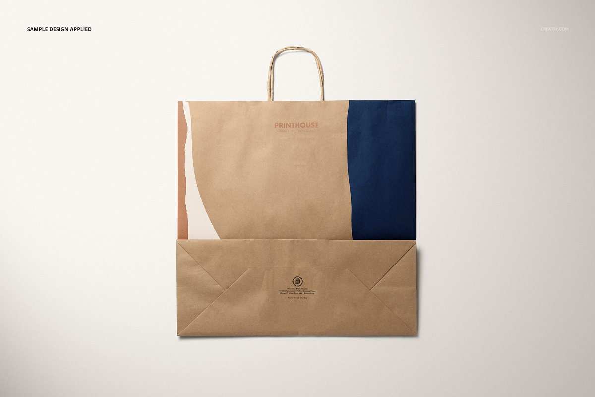 4个卡夫购物牛皮纸袋手提袋设计展示图样机模板 Kraft Shopping Paper Bag 4 Mockup_img_2