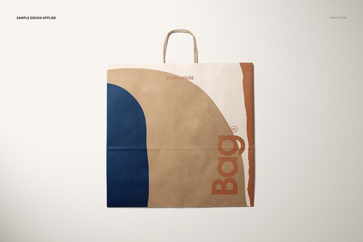 4个卡夫购物牛皮纸袋手提袋设计展示图样机模板 Kraft Shopping Paper Bag 4 Mockup_img_2