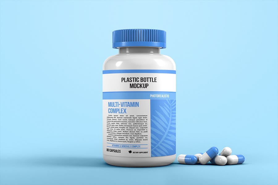 塑料医疗药瓶外观设计效果图样机模板 Plastic Pill Bottle Mockup_img_2