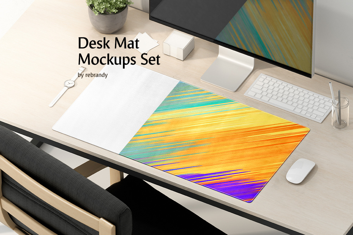 办公桌垫鼠标垫设计展示图样机模板 Desk Mat Mockups Set_img_2