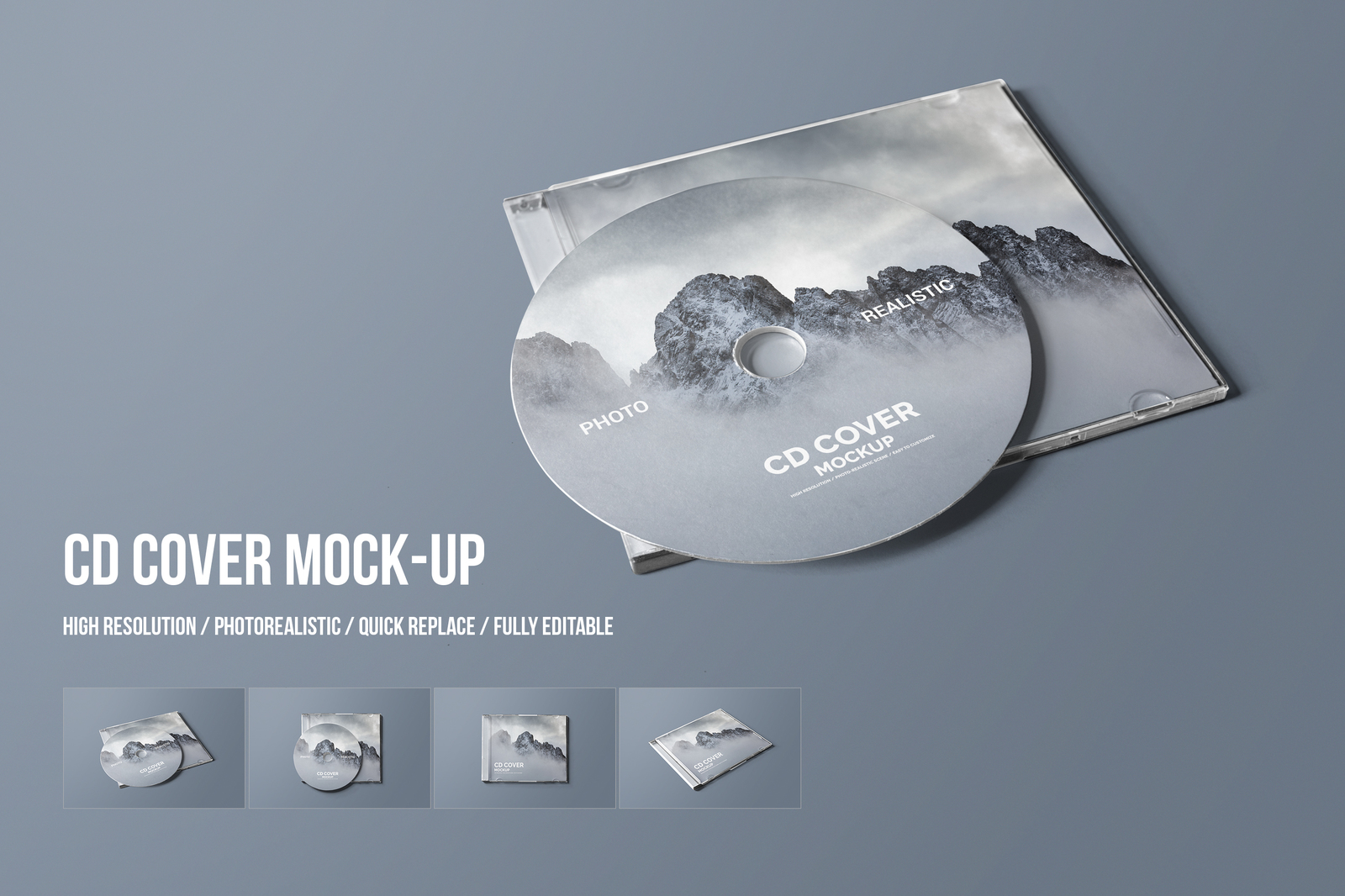 简约CD盒封面设计效果图样机模板 CD Cover Mockup_img_2