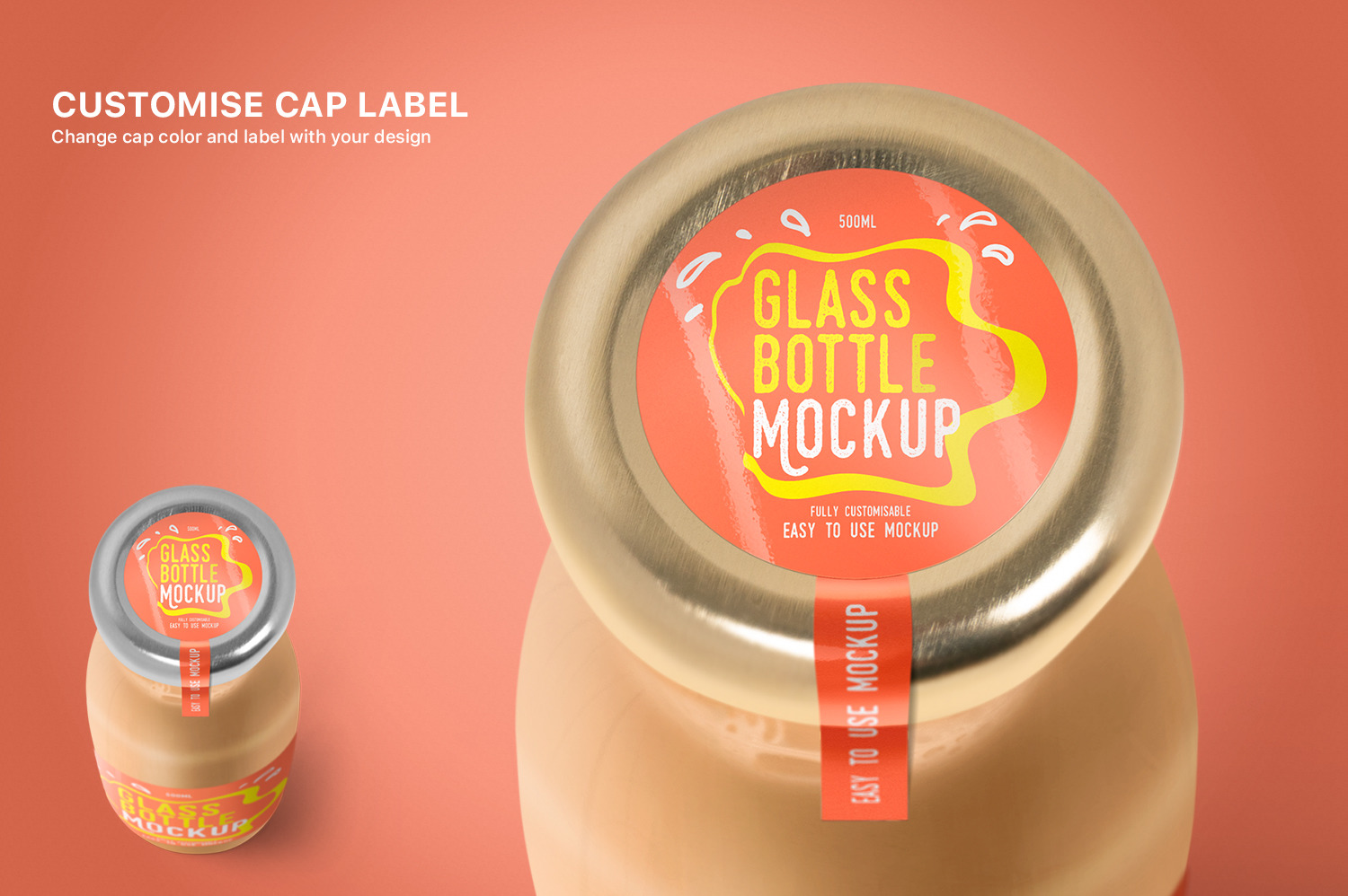 5款透明果汁玻璃瓶外观设计效果图样机 Realistic Glass Bottle Mockup_img_2