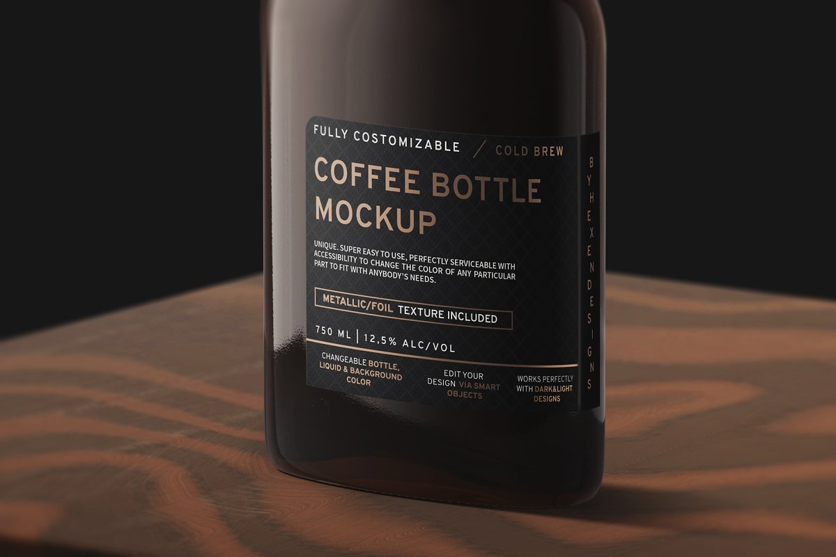 透明咖啡玻璃瓶/烧瓶外观设计效果图样机模板 Coffee/Flask Bottle Mockup_img_2