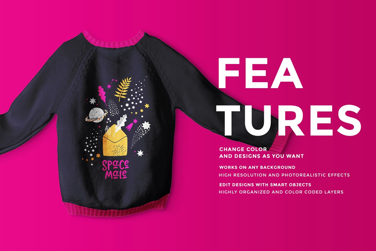 儿童针织衫女套头毛衣设计展示图样机模板 Knitted Kids Jumper Mockup_img_2