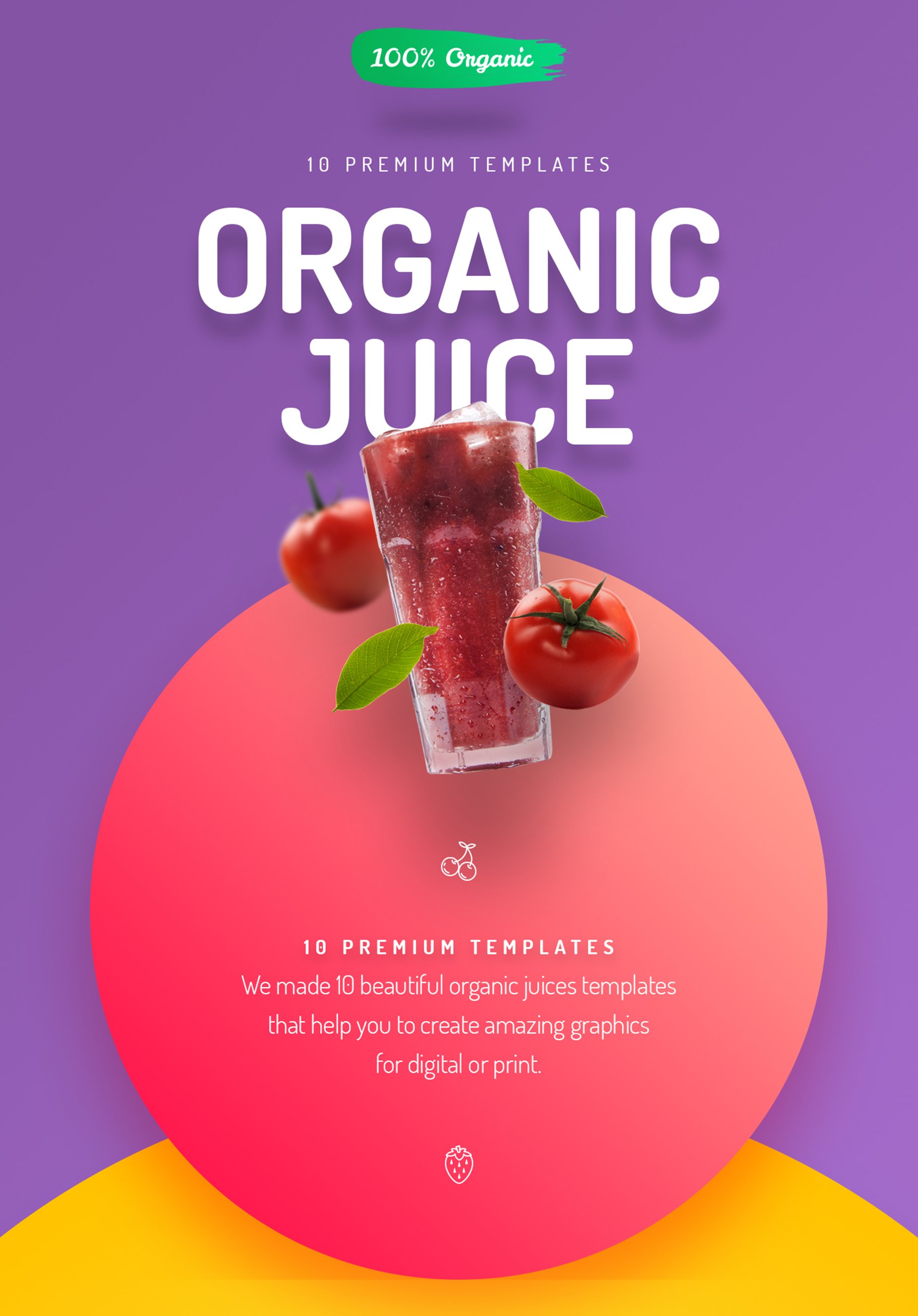 精美有机果汁海报传单设计PSD模板素材包 Organic Juice Premium Hero Templates_img_2