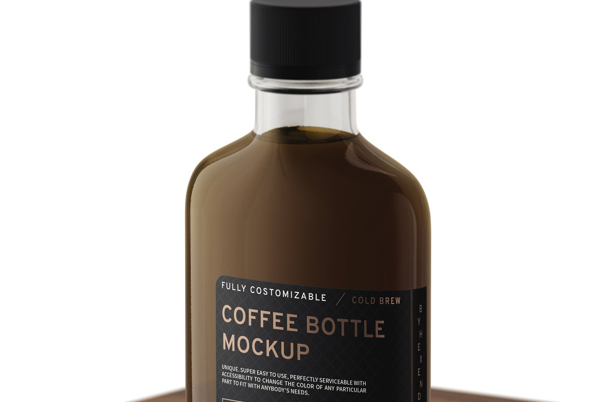 透明咖啡玻璃瓶/烧瓶外观设计效果图样机模板 Coffee/Flask Bottle Mockup_img_2