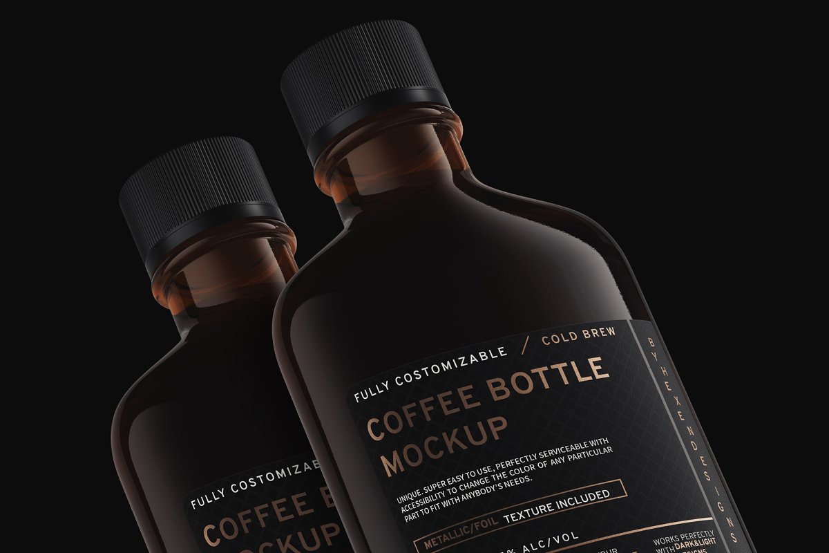 透明咖啡玻璃瓶/烧瓶外观设计效果图样机模板 Coffee/Flask Bottle Mockup_img_2