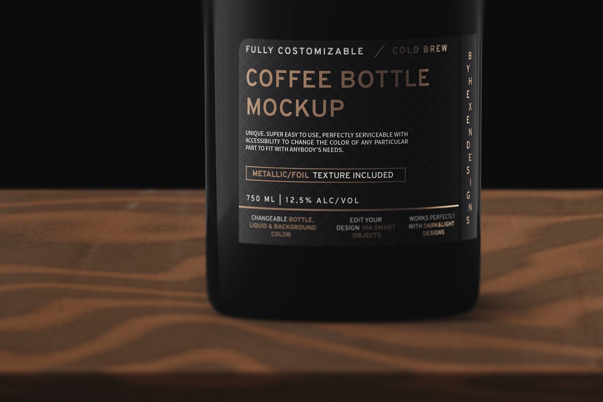 透明咖啡玻璃瓶/烧瓶外观设计效果图样机模板 Coffee/Flask Bottle Mockup_img_2