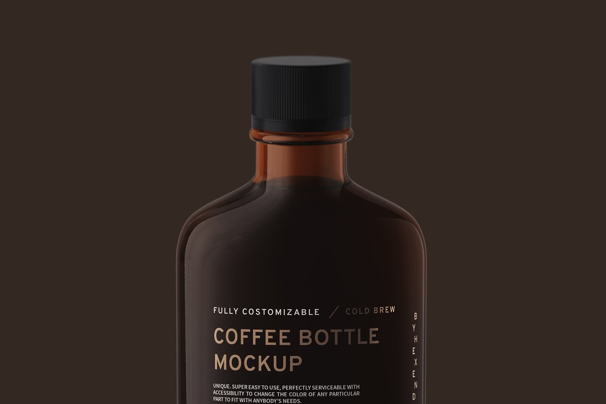 透明咖啡玻璃瓶/烧瓶外观设计效果图样机模板 Coffee/Flask Bottle Mockup_img_2