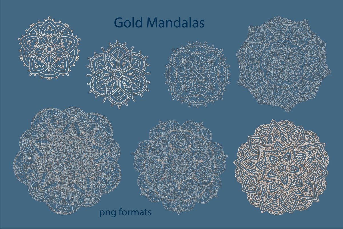 佛系女孩花卉字母曼荼罗图案元素手绘插画素材包 Mandala Pattern Element Design Element_img_2