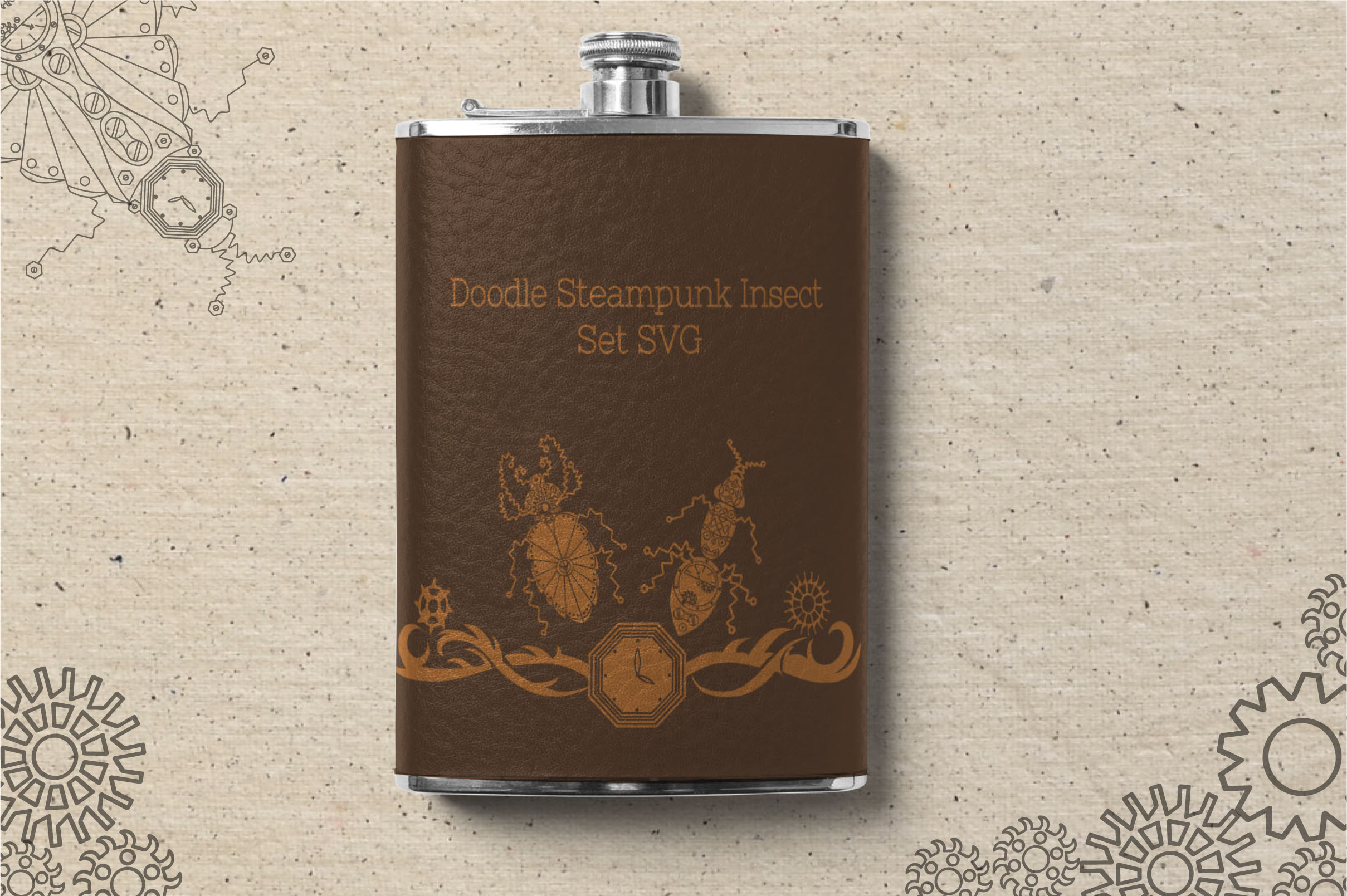 蒸汽朋克昆虫手绘矢量插画套装 Doodle Steampunk Insect Set SVG_img_2